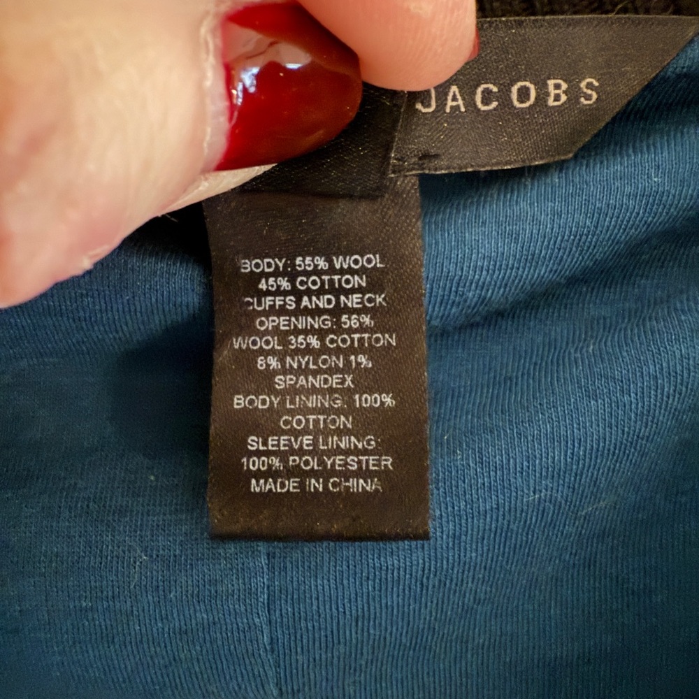 MARC by MARC JACOBS Wool Blend Black Blazer Cardigan Satin Lapel Size Small - Picture 6 of 9
